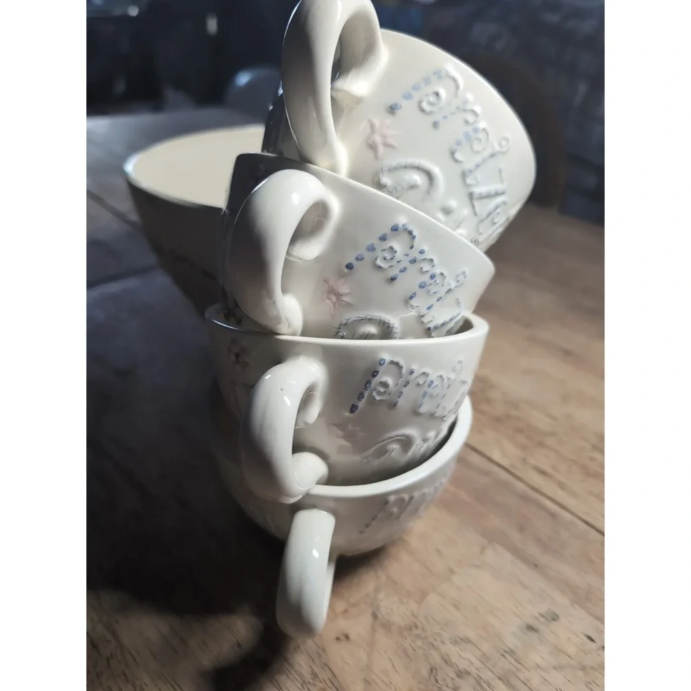 Vtg HOLLAND MOLD  Ceramic 4 Cups 1 Bowl Snacks Serving  Soup Party Chips Pretzel